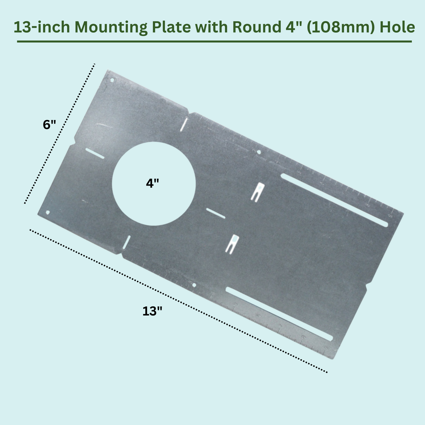 13" Mounting Plate with Round 4" (108mm) Hole - 24 Pack
