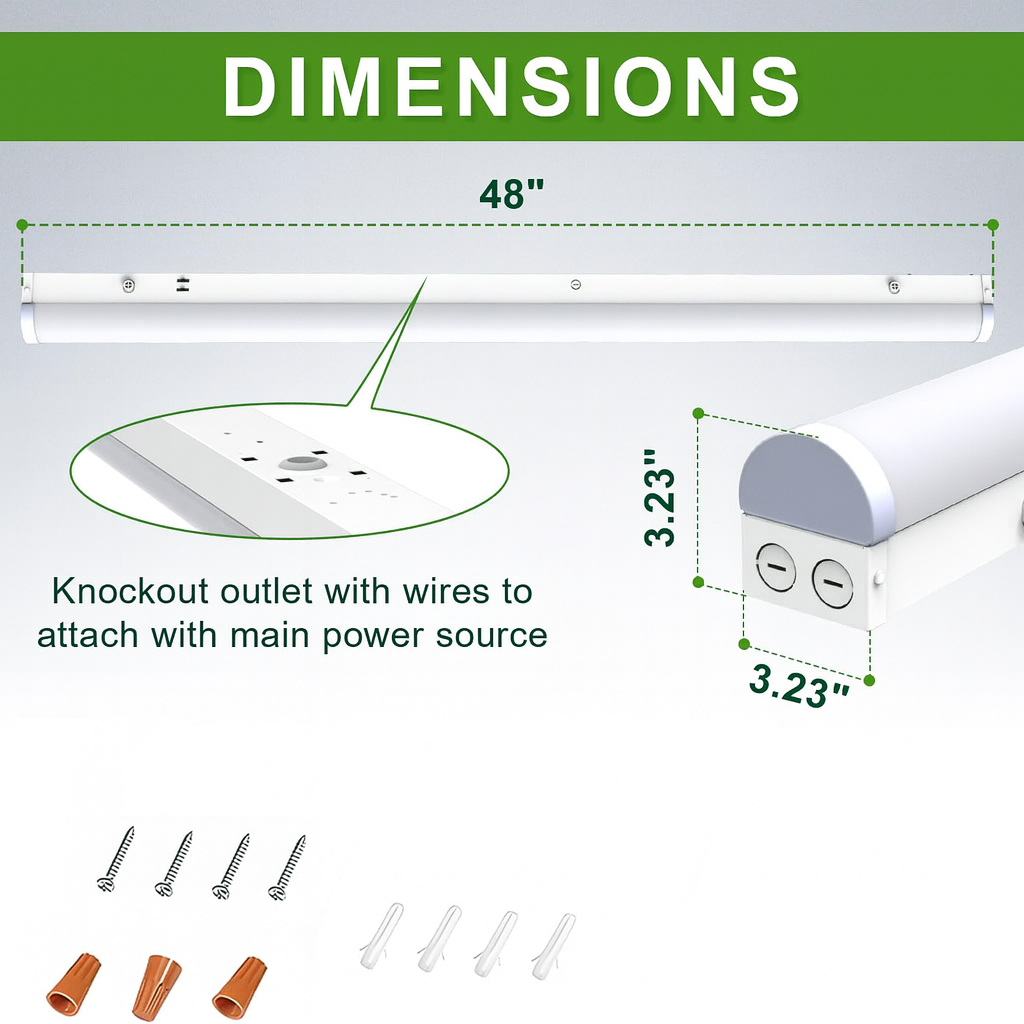 4FT Linear Strip Light – 24W/32W/40W, 3CCT Tunable, Dimmable, DLC Premium/ETL