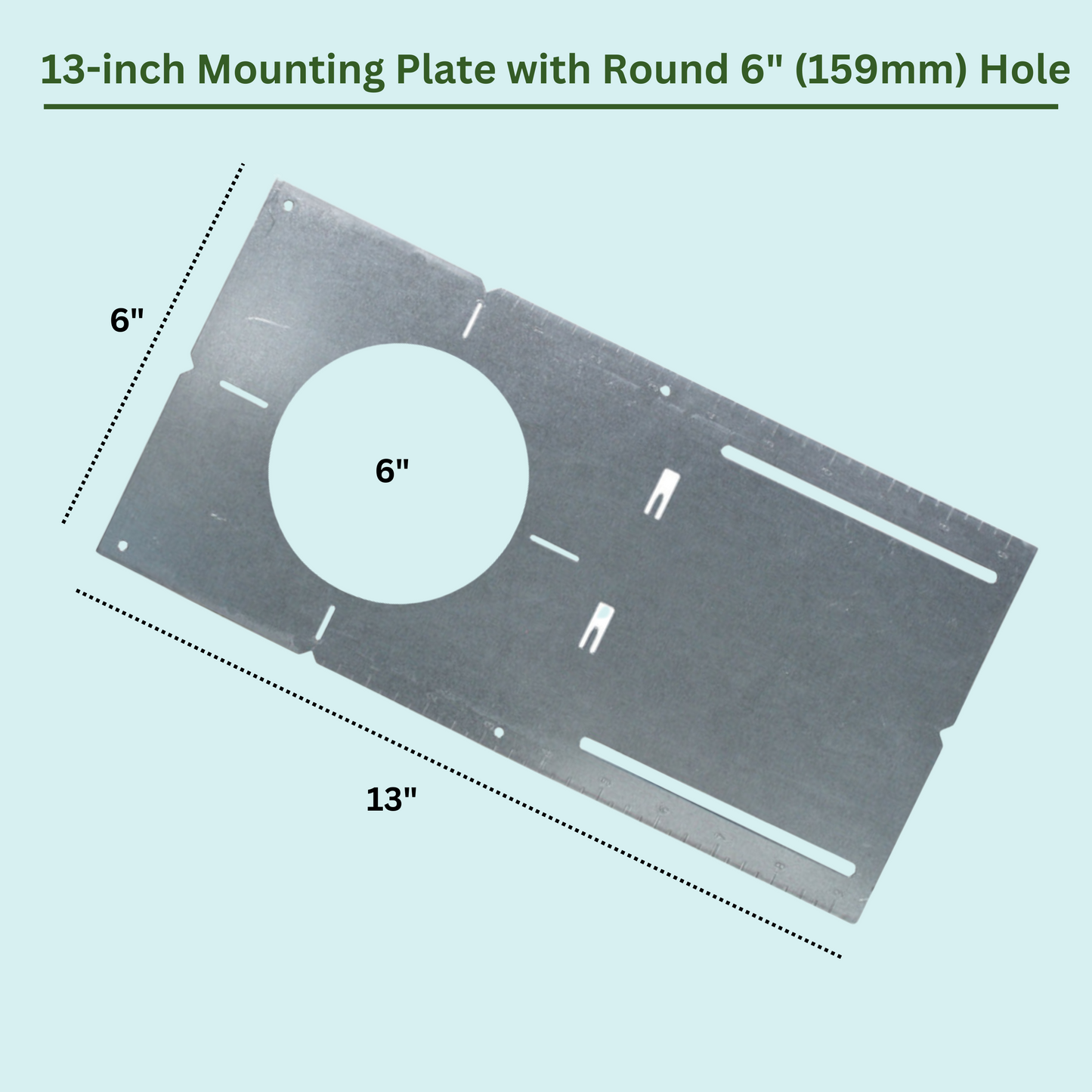 13" Mounting Plate with Round 6" (159mm) Hole - 24 Pack