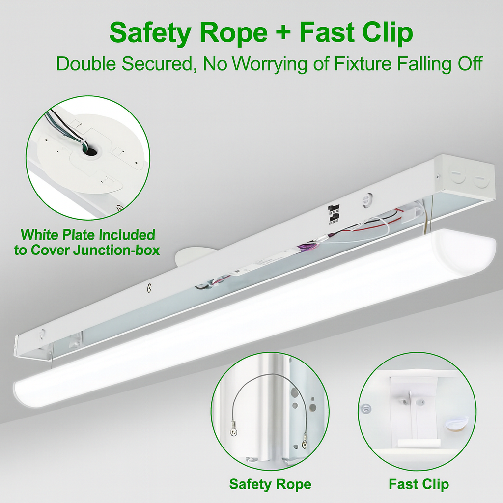 4FT Linear Strip Light – 24W/32W/40W, 3CCT Tunable, Dimmable, DLC Premium/ETL
