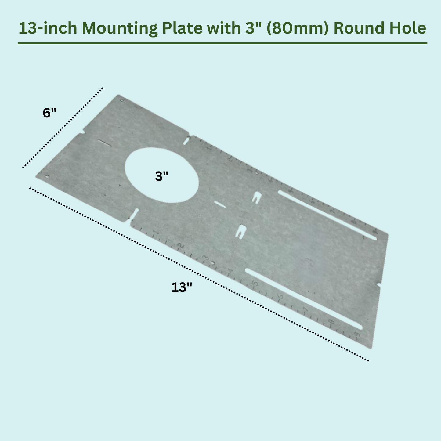 13" Mounting Plate with 3" (80mm) Round Hole - 24 Pack