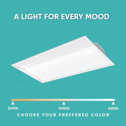2x4 FT LED Troffer Light – 30-72W, 5CCT, Dimmable, 9,000 Lm, DLC Premium/ETL