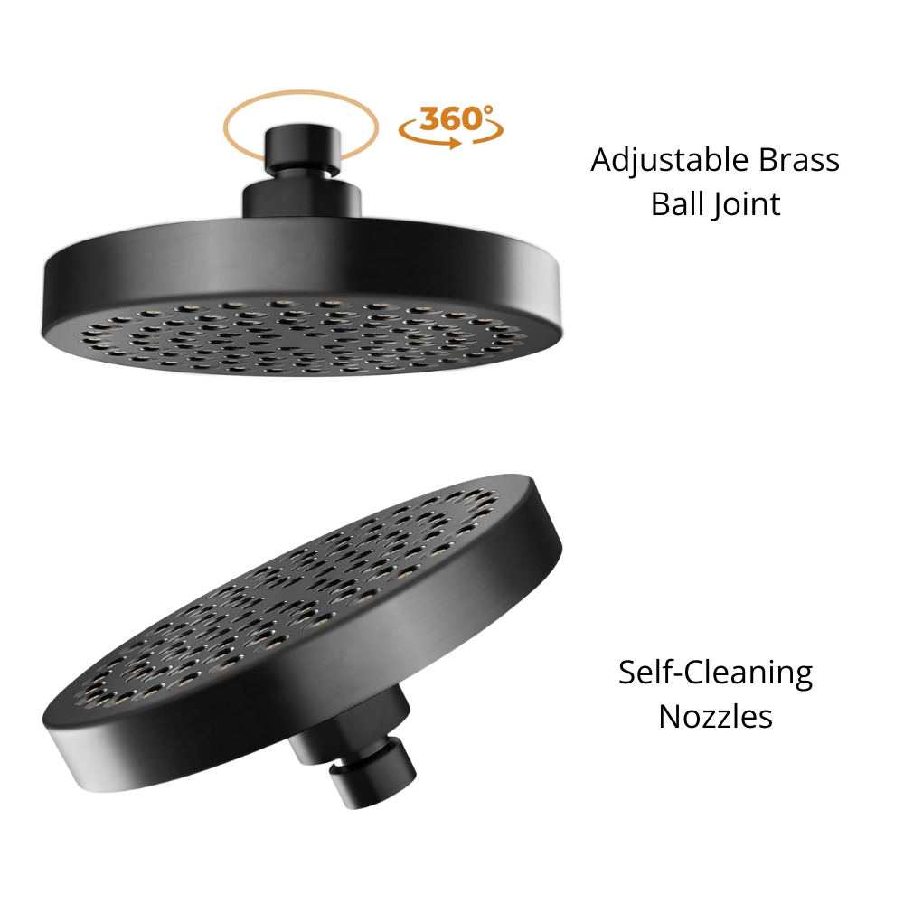 6-Inch High Pressure Shower Head - Matte Black