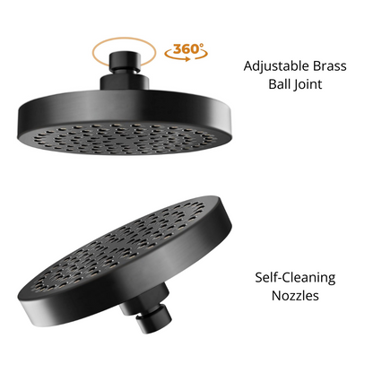 6-Inch High Pressure Shower Head - Matte Black