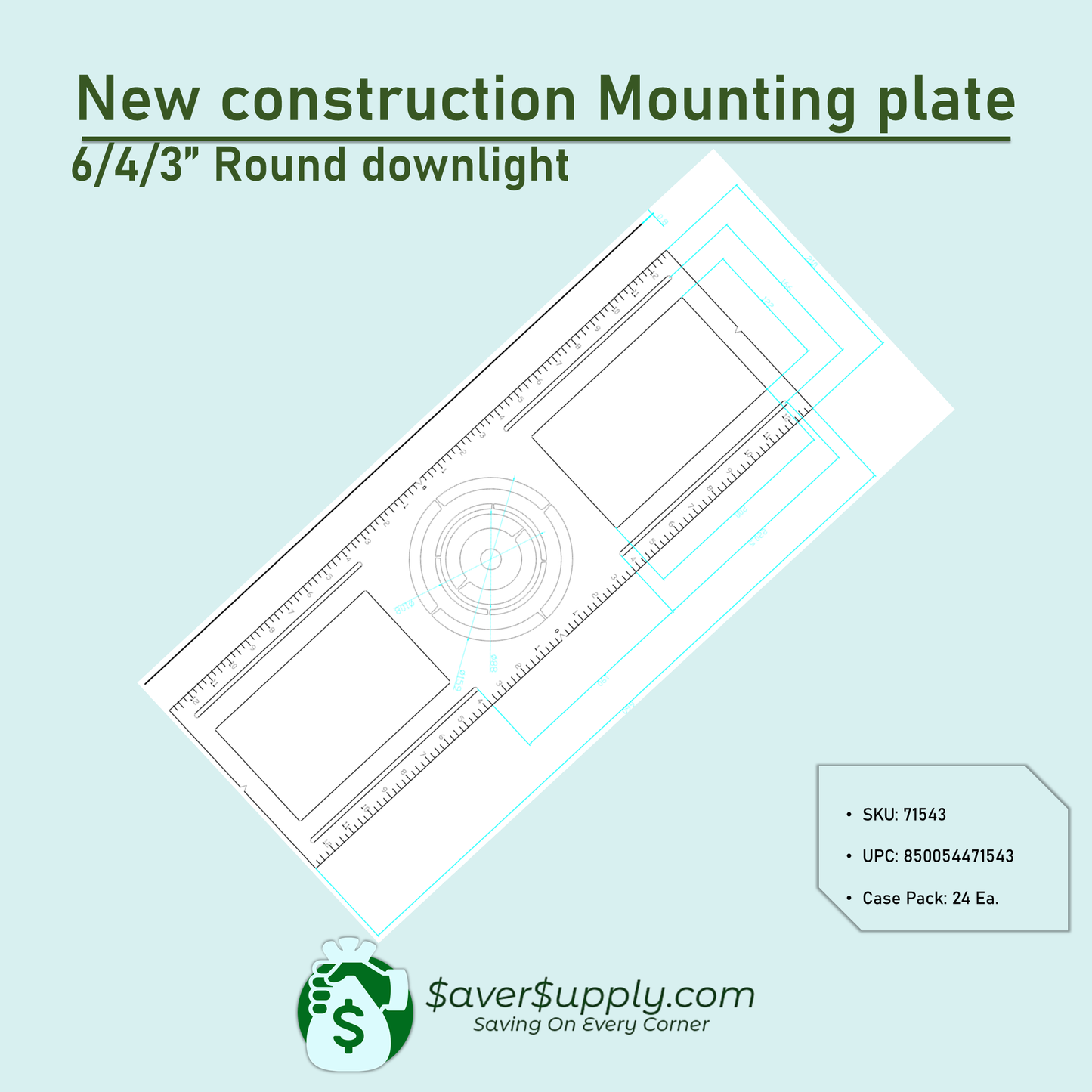 3/4/6" Recessed Lighting Universal Mounting Plate