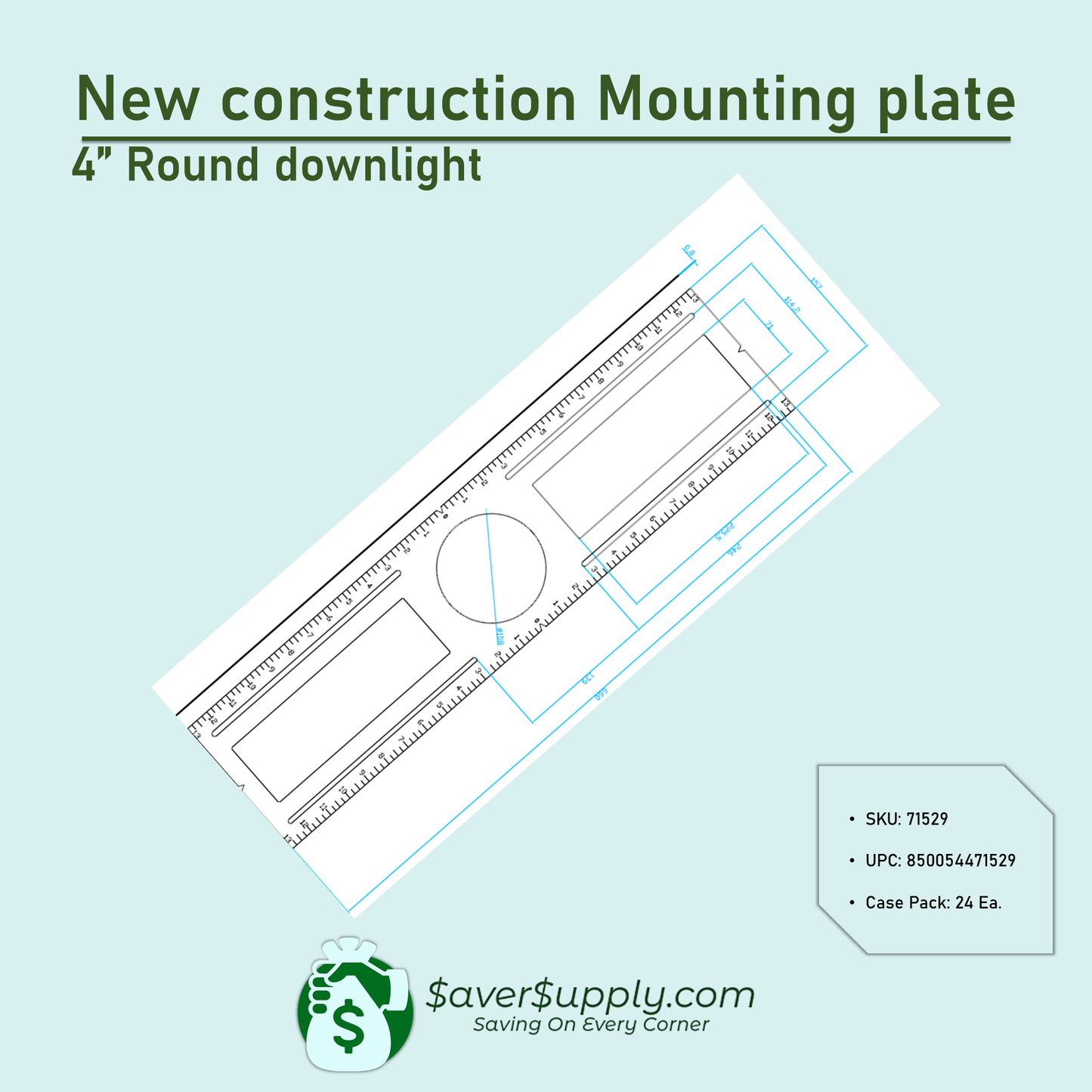 4" Recessed Lighting Universal Mounting Plate / 24PK