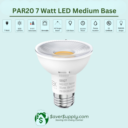 PAR20, 7 Watt, 50 Watt Equivalent, E26 Medium Base, 5 CCT / 4 Pack