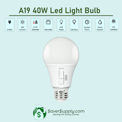 6 Watt, 40W Equivalent, Bulb 5 CCT / 4 Pack