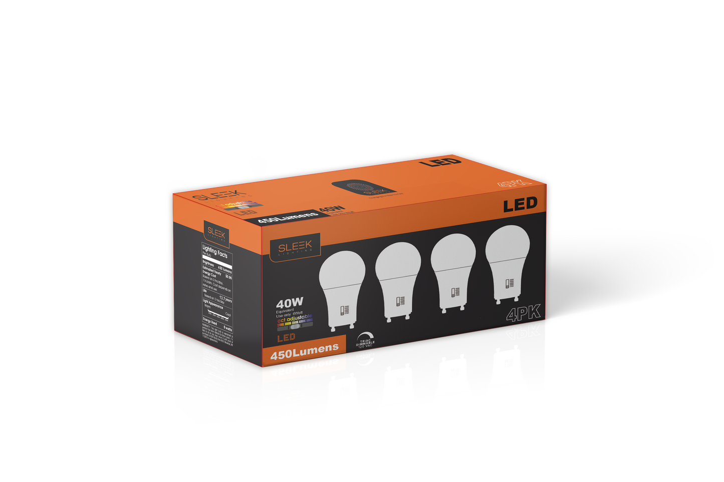 6 Watt, 40W Equivalent, GU24 Light Bulb, 5 CCT / 4 Pack