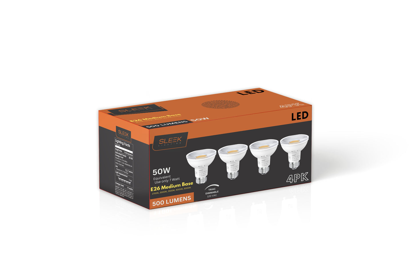 PAR20, 7 Watt, 50 Watt Equivalent, E26 Medium Base, 5 CCT / 4 Pack
