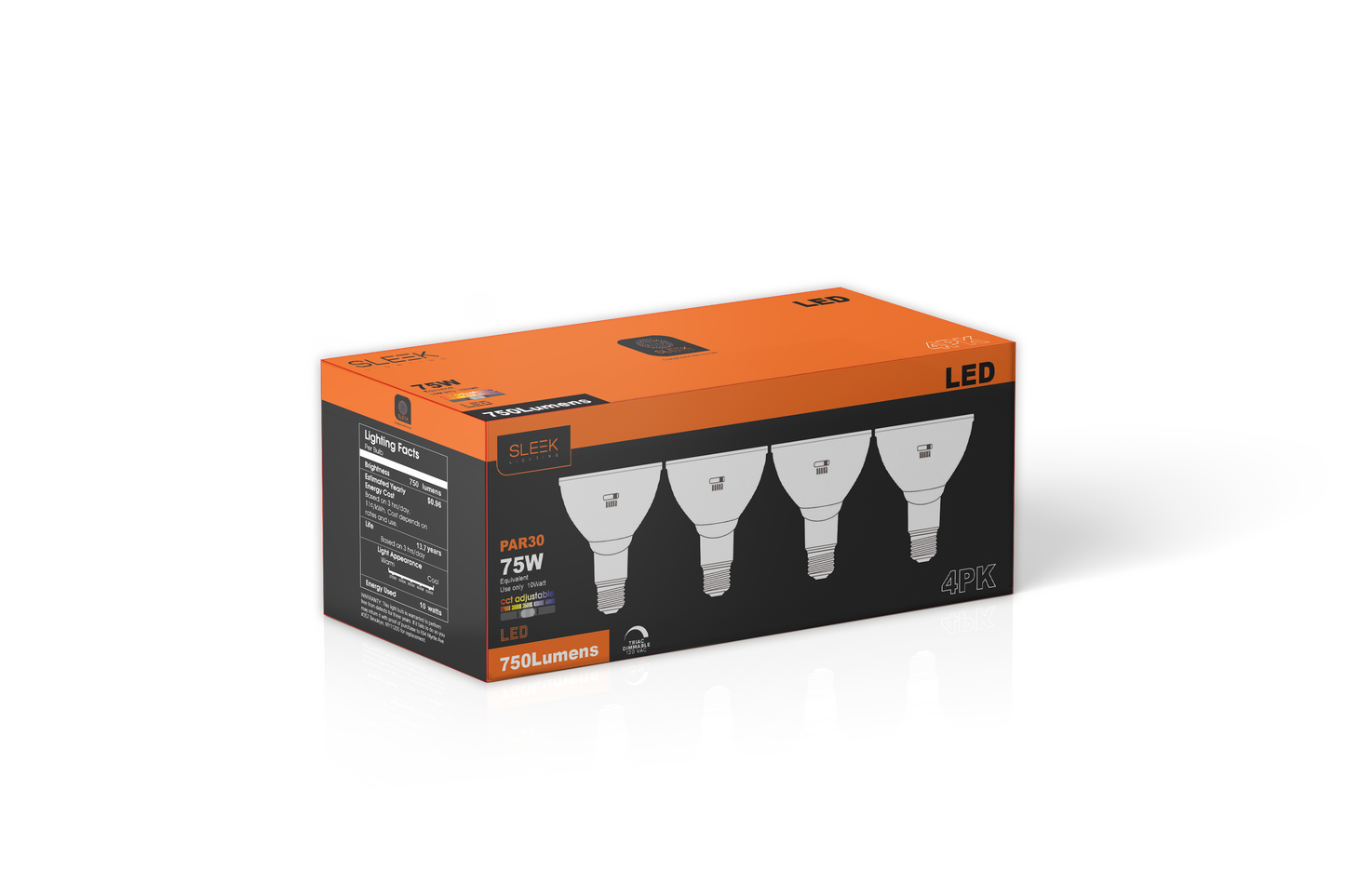 PAR30, 10 Watt, 75 Watt Equivalent, E26 Medium Base, 5 CCT / 4 Pack