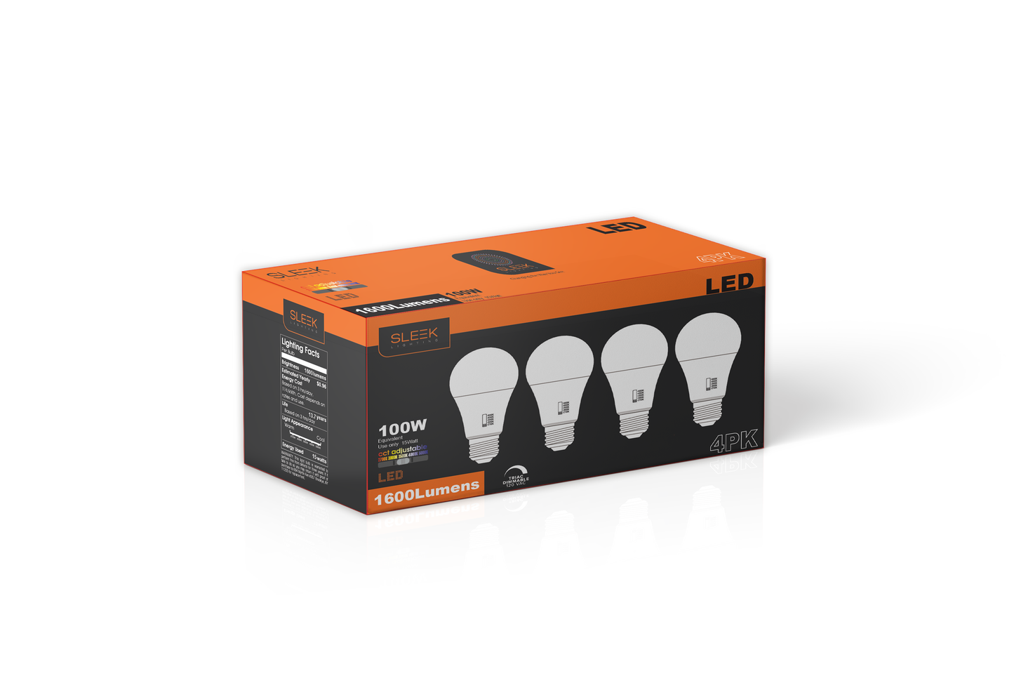 15 Watt, 100W Equivalent, White Light Bulb 5 CCT / 4 PACK