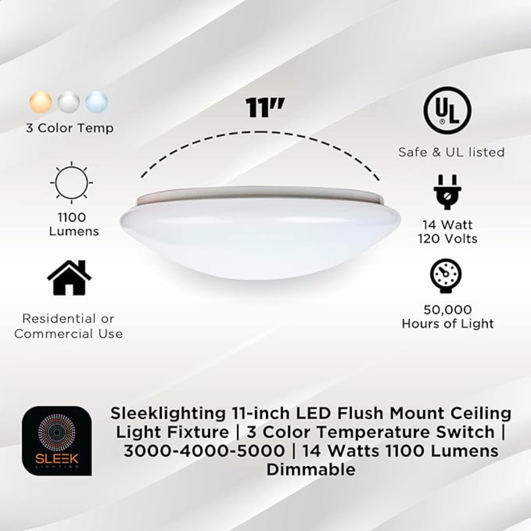 11-inch LED Mushroom Flush Mount Ceiling Light Fixture