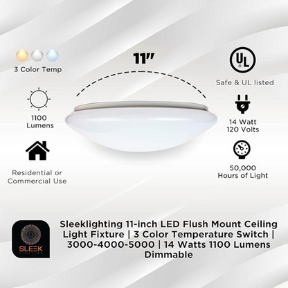 11-inch LED Mushroom Flush Mount Ceiling Light Fixture