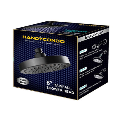 6-Inch High Pressure Shower Head - Matte Black